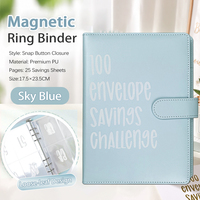 Carnet de budget à couverture rigide en cuir/PU à feuilles mobiles avec fermeture magnétique, 25 feuilles, enveloppes transparentes en PP pour espèces, multiples