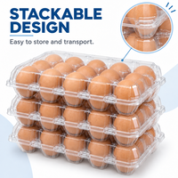 Boîte à œufs transparente en PET de qualité alimentaire, emballage jetable pour œufs, conteneur à clapet pour ferme, supermarché, vente au détail