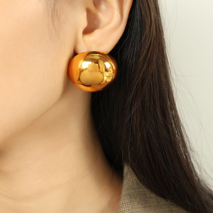 Gold Ball <b>Stud</b> <b>Earrings</b> Zinc Alloy Geometric Design EH629 For Women - Product Image 4