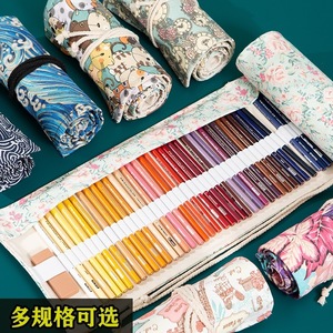 Estuche para lápices de lona gris hecho a mano con 12, 24, 36, 48 y 72 orificios, gran capacidad. Adecuado para lápices de colores y dibujo. - Product Image 1