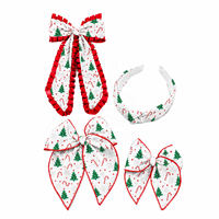 Lot de 4 nœuds de Noël pour cheveux, pour femmes et filles, motifs Père Noël, sapin et canne à sucre, en tissu, avec bandeau, pour fêtes de fin d'année