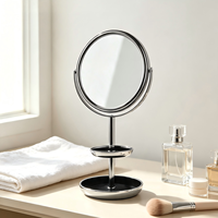 Miroir de maquillage personnalisé pour filles, double face avec grossissement 5x, plateau de rangement double couche pour table de toilette