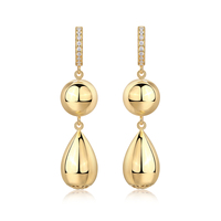 Boucles d'oreilles pendantes en forme de goutte d'eau en moissanite taille brillant rond, plaquées rhodium, en argent sterling 925 pour femmes