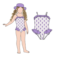Little Glow Kid Grosir Pakaian Renang Anak Perempuan Model Ruffle Mewah untuk Musim Panas, Cocok untuk Berenang di Pantai