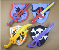 Cadeau d'Halloween Jouet en mousse EVA sûr et doux Épées Bouclier de pirate et Ensemble de couteaux pour enfants Cosplay Halloween Adventure