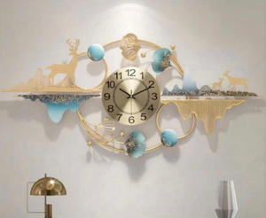 Modern Metal <b>Art</b> Wall <b>Clock</b> Silent Quartz Analog Decorative Hanging <b>Clock</b> Scenic Irregular Floral Wall Decor for Living Room - Product Image 1
