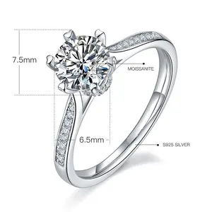 Nouveau Design Fine Jewelry Coloré Moissanite Bague de Fiançailles Bague de Mariage en Argent Sterling 925 pour les Amoureux Cadeau Parfait