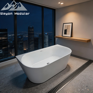 <span class=keywords><strong>Bañera</strong></span> Acrílica Moderna para Ahorrar Espacio, <span class=keywords><strong>de</strong></span> Pared, con Acabado Blanco Brillante, Certificación CUPC y CE - Product Image 2