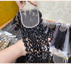 <span class=keywords><strong>Alipearl</strong></span> 4X4 Transparent Lace Front Brésilien Deep Curly Cheveux Raides 200% Densité 100% Vierge Humain Naturel Noir Vente en Gros - Product Image 4