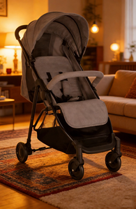 Passeggino EN1888 <span class=keywords><strong>con</strong></span> Chiusura a Una Mano, <span class=keywords><strong>Telaio</strong></span> in Acciaio ad Alto Tenore <span class=keywords><strong>di</strong></span> Carbonio, Schienale Regolabile, Imbracatura a 5 Punti, Bracciolo Rimovibile - Product Image 2