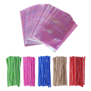 Hot Sale Custom Iridescent Holographic Cellophane Party <b>Bags</b> with Twist Ties Solid Gift Wrap Cellophane Plastic <b>Bags</b> - Product Image 4