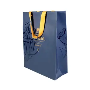 Design Customized Exclusive Premier Foldable Paper Bags with Handle Ribbon Gifts Package Packaging Bags for Festivals