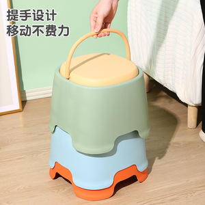 Thickened <b>Plastic</b> <b>Stool</b> With Handle Portable Home Use Anti Slip Small <b>Stool</b> For Living Room Bathroom - Product Image 1