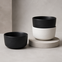 Bol à riz classique personnalisé en céramique et porcelaine texturée noire mate, écologique et durable, de 7,5 pouces, pour sauces et accompagnements, idéal pour la maison (Jozing)