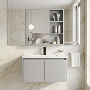 WJL 2026 <span class=keywords><strong>Mueble</strong></span> de <span class=keywords><strong>Baño</strong></span> de Acero Inoxidable con Espejo Iluminado de Alta Calidad, Lavabo de Cerámica Gris, Conjunto de Muebles de <span class=keywords><strong>Baño</strong></span> con Almacenamiento - Product Image 1