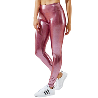 Ensemble de yoga métallisé brillant personnalisé 2026, leggings taille haute grande taille, extensible dans les quatre sens, respirant, ODM