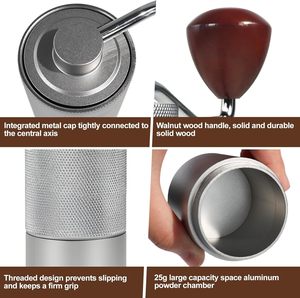 Stainless Steel Burr Classic Large Capacity Homeuse Espresso <b>Mini</b> Hand Mill Portable Manual Coffee <b>Grinder</b> with Wood Handle - Product Image 3