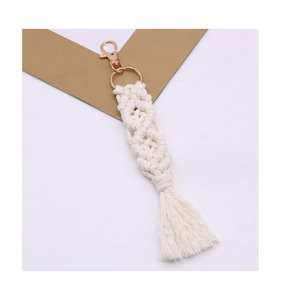 Handmade Cotton Mini Macrame Keychain Boho Macrame Keychain With <strong>Tassel</strong> <strong>for</strong> Car <strong>Key</strong> Purse Phone Wallet - Product Image 3