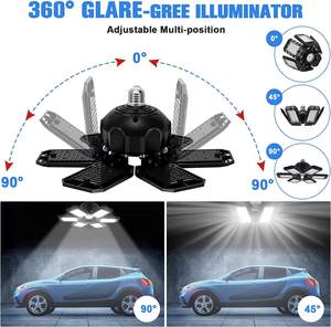 6500K LED garaj lamba E27 ışık kafa deforme katlanır ayarlanabilir tavan lambası atölye ışıkları depo spor fabrika için - Product Image 4