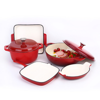 Prix d'usine Casserole en fonte émaillée Ensemble de marmites pour la soupe Batterie de cuisine pour la maison