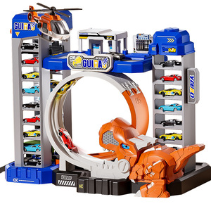 Jouets de jeu d'imitation : Station de voitures dinosaures, Ensemble de <span class=keywords><strong>garage</strong></span> de stationnement avec piste DIY, Construction ferroviaire, Jouets de course automobile - Product Image 1
