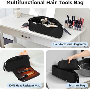 Tapis Résistant à la Chaleur Amovible, Organisateur d'Accessoires de Coiffure, Pochette de Rangement Essentielle pour Fer à Lisser, Sèche-Cheveux et Outils Thermiques, Sac de Voyage - Product Image 5