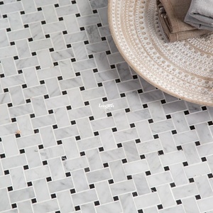 Carrara White Mix Black Basketweave Art Mármol Mosaico Azulejo Edificio de oficinas <span class=keywords><strong>Piso</strong></span> de apartamento Mármol blanco - Product Image 2