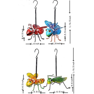 Oniya Metal Garden Yard Nghệ Thuật Treo Trang Trí Bộ 4 Bao Gồm Ong Vàng Bướm Xanh Bọ Rùa Đỏ Và Bọ Ngựa Xanh Trang Trí - Product Image 5