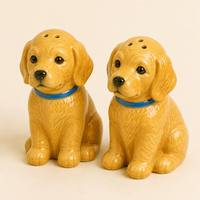 Salières et poivrières en céramique en forme d'animaux 3D, chiot Golden Retriever, récipient à épices pour la table à manger à la maison