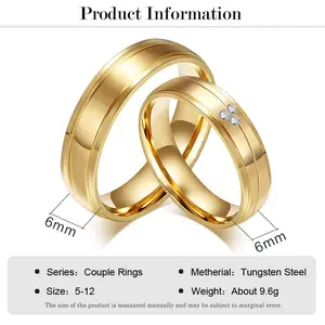 Bague de couple avec diamant Dubai Bagues de fiançailles en or 24K pour homme et fille