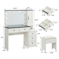 Miroir de courtoisie avec lumière LED pour chambre à coucher aux designs modernes et simples Ensembles de chaises de coiffeuse