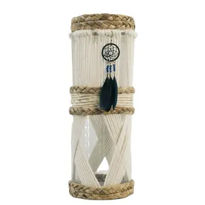 Dried Sea Grass Flower Macallenge Glass Decorative Vase With Dreamcatcher Decoration Crafts