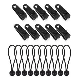 Autres clips de fixation en spirale pour tentes, 10 pièces, clips de fixation pour bâche extérieure renforcés en nylon avec ensemble de boules élastiques pour tentes et auvents - Product Image 1
