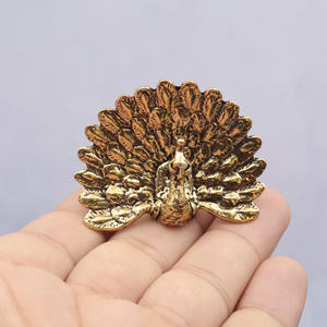 تمثال طاووس نحاسي للمكتب، زخرفة طاووس بحاجز مفتوح، حرف نحاسية منحوتة، تحف برونزية قديمة بالجملة - Product Image 6