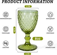 Gobelet en Verre Coloré STELLAR PATH, Forme Diamant Vert, Gaufré, Écologique, Style Vintage, Prix de Gros Abordable