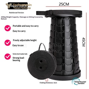 Portable <b>Plastic</b> Iron Modern Adjustable Outdoor Telescopic Fishing Camping Chair Folding <b>Stool</b> - Product Image 2