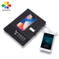 Carnet PU A5 cahier personnalisé impression Smart Fingerprint Lock Notebook avec chargement sans fil et USB