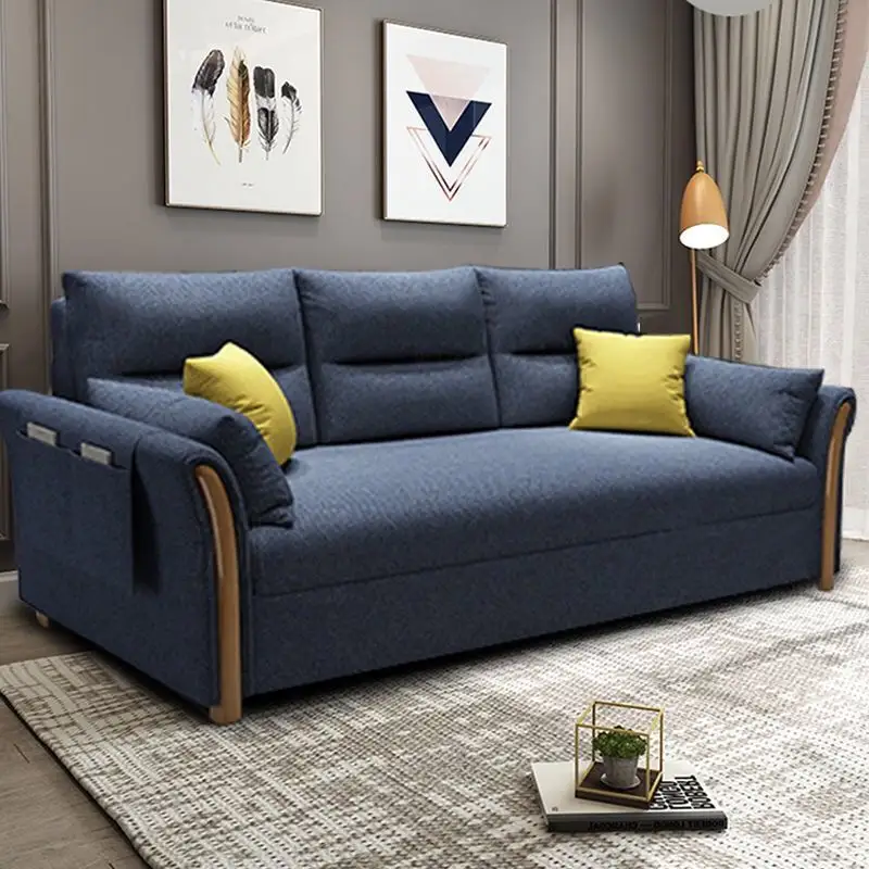 Bán Buôn Khung Gỗ Rắn Vải Sofa Giường Chuyển Đổi Sofa Couch Loveseat Sofa Kiêm Giường