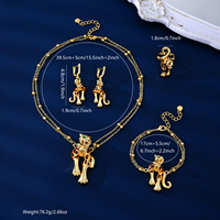 Collier 18k tête de léopard en laiton pour femmes, boucles d'oreilles, bracelet et collection de bagues, accessoires de bijoux bague de queue taille réglable