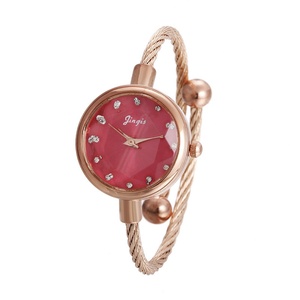 Fashion Ladies Bracelet Watch <b>Red</b> Dial Rose Gold Band Crystal Accents - Product Image 1