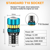 Ampoules LED Kaidengzhe W5W T10 3014 avec lentille de projecteur RGB 3030, lampe automobile 18SMD, éclairage intérieur de voiture, éclairage de dôme, éclairage intérieur automobile