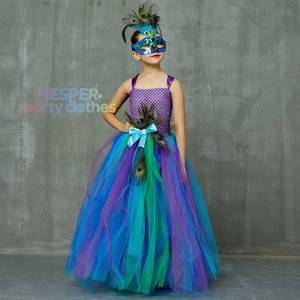 Robe de princesse elfe bleue et violette HP Cosplay, jupe mignonne pour fête de Purim, robe longue pour enfants, pour filles - Product Image 1