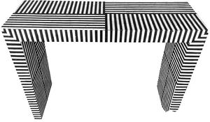 Dernière console en incrustation d'os au design zébré Meuble de salon indien noir et blanc par United Trade World - Product Image 3