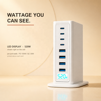 Chargeur GaN 520W, station USB C 8 ports, 4C PD100W + 4A QC30W, écran intelligent, charge rapide pour ordinateur portable, UKCA