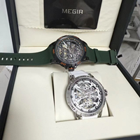 Montre de luxe allemande pour homme, automatique, mécanique, squelette, étanche, lumineuse, ronde, verre saphir incurvé, plongeur
