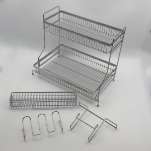 Ciotola a doppio strato in acciaio inox e portapacchi con tagliere porta uno grande e uno piccolo cestello - Product Image 3