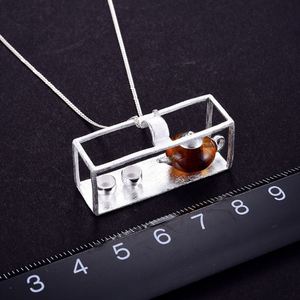 Loto divertente all'ingrosso gioielli 925 in argento Sterling <span class=keywords><strong>naturale</strong></span> <span class=keywords><strong>ambra</strong></span> originale teiera Design personalizzato <span class=keywords><strong>ciondolo</strong></span> per le donne - Product Image 4