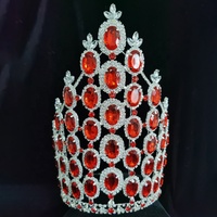 Couronne personnalisée plaquée or avec strass, 8 pouces de haut, pour mariage ou concours de beauté, avec cristaux multicolores