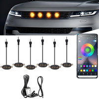 6 Stück Universelle Auto-Kühlergrill-Leuchten LED-Tagfahrlichter RGB APP-gesteuert 12V Nebelscheinwerfer Warnleuchte