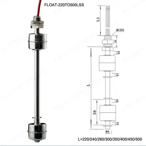 Float-220T500LSS-M12 Magnetic Liquid Level Sensor Indicator Water Tank Float Ball Switch Stainless Steel Fluid Level Controller